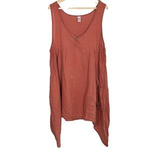 Blue Fish Tunic Top Size 0 Fits Up To Size 10 Linen Sleeveless HAS DAMAGE!!!!!